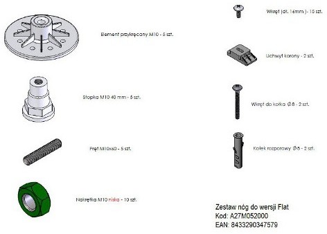 Zestaw nóg do wersji Flat Roca A27M052000