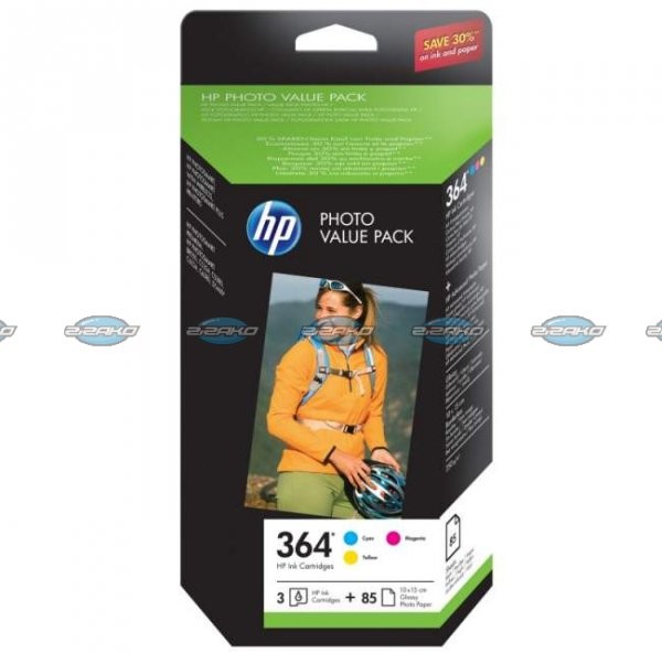 HP Zestaw 3x Tuszu 364 CMY + papier 10x15 Photo Glossy Paper 85 ark CH082EE ch082ee