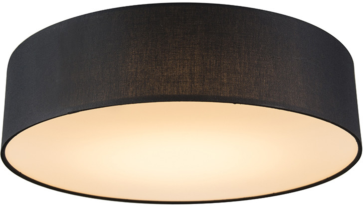 QAZQA Lampa sufitowa czarna 40 cm w tym LED - Drum LED