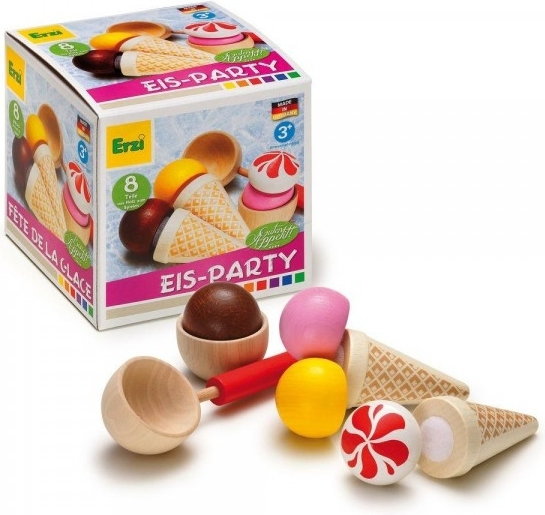 Erzi Drewniane lody, 8 elementów, 28157-, zabawy w kuchnie dla dzieci, zabawki dr