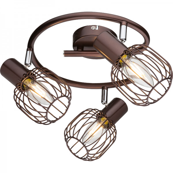Globo Lighting Plafon LAMPA sufitowa AKIN 54801-3 druciana OPRAWA regulowana drut brąz