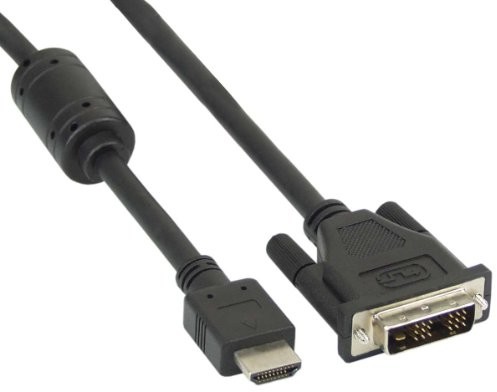 InLine 17665 HDMI-DVI Adapter kabel z wtyczką ferrytu (19-bieg. wtyczka 18 Plus 1, 5 m) 4043718042746