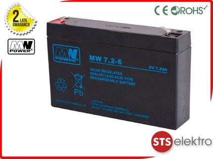 MW Power Akumulator AGM MW 7.2-6 6V 7.2Ah T1
