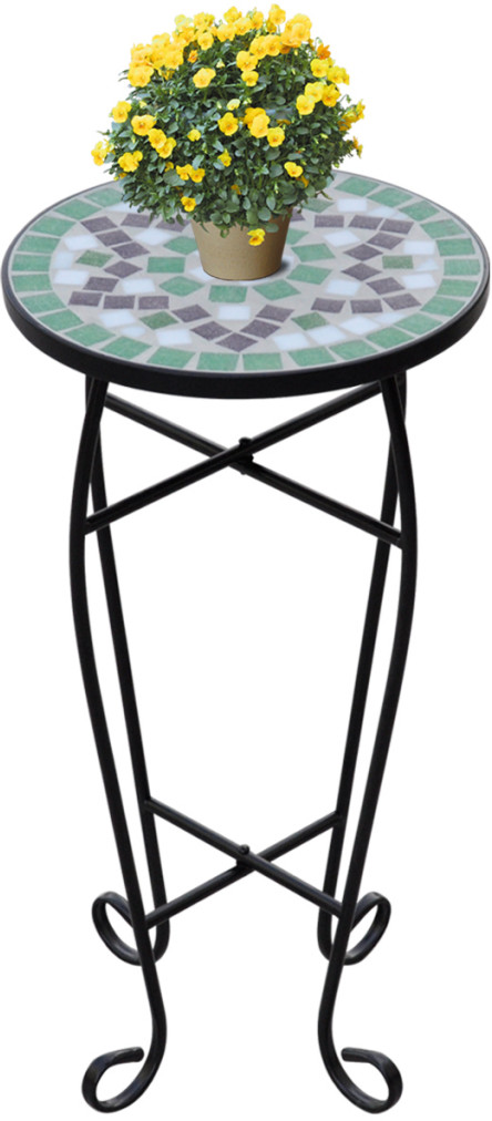 vidaXL Kwietnik, stolik z mozaikowym biało-zielonym blatem