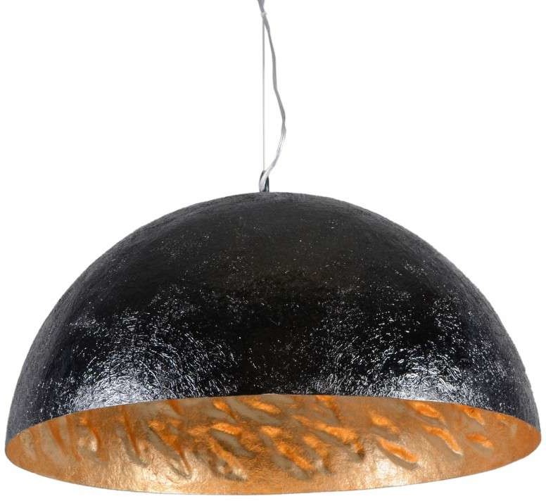 QAZQA Nowoczesna lampa wisząca czarna ze złotym wnętrzem 70cm - Magna