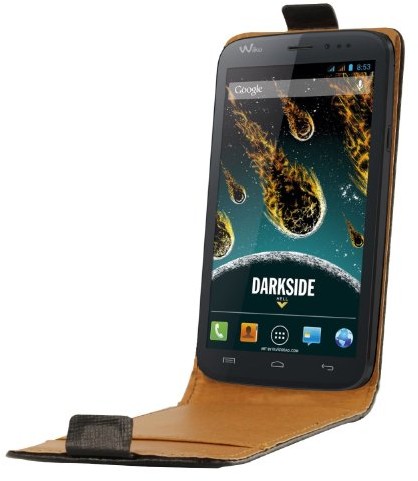 Wiko So'Axess SCP10126 Leder Schutzhülle mit Display-Flappe für Darkside schwarz