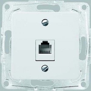 Hager Polo Optima - Gniazdko telefoniczne pojedyncze białe 12004702
