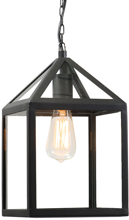 QAZQA Przemysłowa lampa wisząca zewnętrzna czarna - Amsterdam