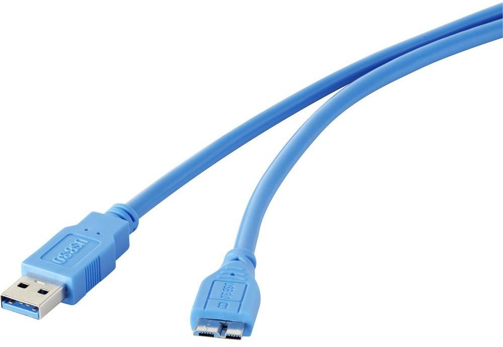 Renkforce Kabel USB 3.0 Renkforce 1421511 [1x złącze męskie USB 3.0 A 1x złącze męskie micro-USB 3.0 B] 0.30 m niebieski