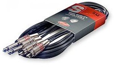 Stagg stc6pcm Twin kabel 6 meter  2 X 6,3 MM JACK Male  2 X cinch Male STC6PCM