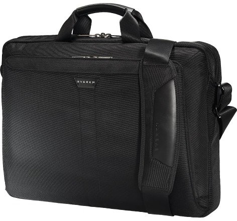 Everki Lunar torba na laptop Business Briefcase z nylonu odprowadzającego wodę i uchwytami ze skóry. czarna. czarny EKB417BK18