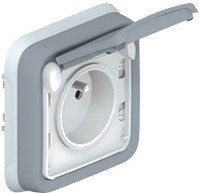 Legrand 069831 PLEXO Gniazdo Pojedyncze 2P+Z z klapką SZARE 16A-250V~