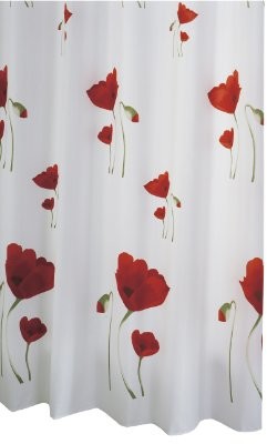 Ridder Textil 478000-350 zasłona prysznicowa, ok. 180 x 200 cm, motyw: maki, w zestawie z pierścieniami