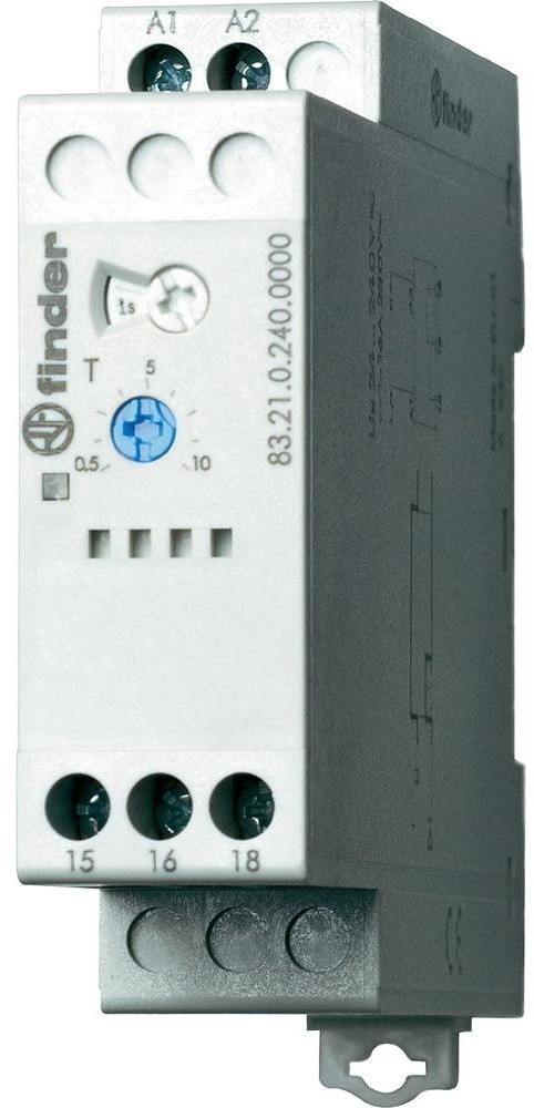 Finder Przekaźnik czasowy jednofunkcyjny na szynę DIN 83.21.0.240.0000 83.21.0.240.0000 1 zestyk przełączny 16 A 250 V/AC 1 szt