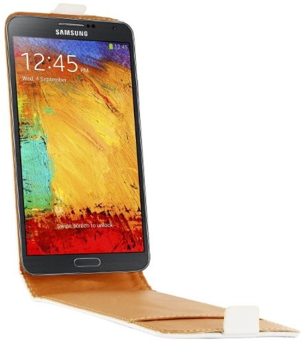 Swiss charger SCP10134W Schutzhülle für Samsung Galaxy Note 3, Leder, mit Lasche, Weiß