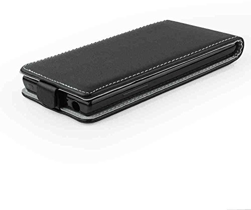 Flexi Leder-Imitat schwarz für Nokia 230 (2015) Nokia 230 2015 Microsoft Nokia 230 Hülle Etui Flip Cover Silikon Klapp Tasche