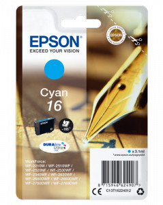Epson oryginalny ink C13T16224012, T162240, cyan, 3.1ml, WorkForce WF-2540WF, WF-2530WF, WF-2520NF, WF-2010 C13T16224012