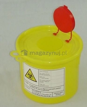 Artech Pojemnik na odpady ostre z otworem wrzutowym, poj. 3l (Kolor żółty)