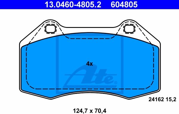 ATE KLOCKI HAM 13.0460-4805.2 RENAULT CLIO III 1.2 16V 07-, MEGANE II 2.0 04- 13.0460-4805.2