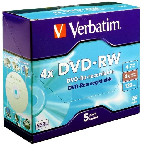 Verbatim DVD-RW 4 X Speed 5er Pack Jewel Case DVD-półfabrykaty RE-Recordable 43285/5