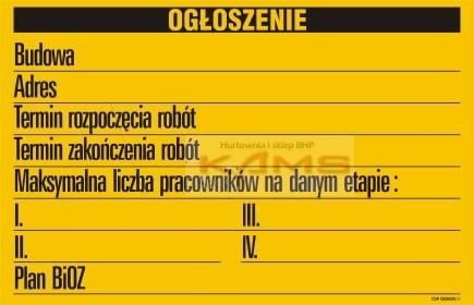 TD OA089 Tablica budowlana informacyjna - Plan BiOZ