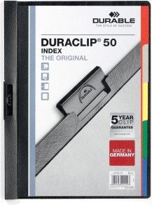 Duraclip Durable Original 50 Index, Skoroszyt zaciskowy z 5 kol. przekładkami