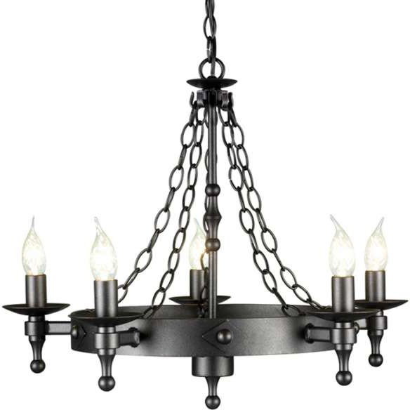 Elstead Lighting Żyrandol LAMPA wisząca WARWICK WR5 GR metalowa OPRAWA świecznikowa grafi