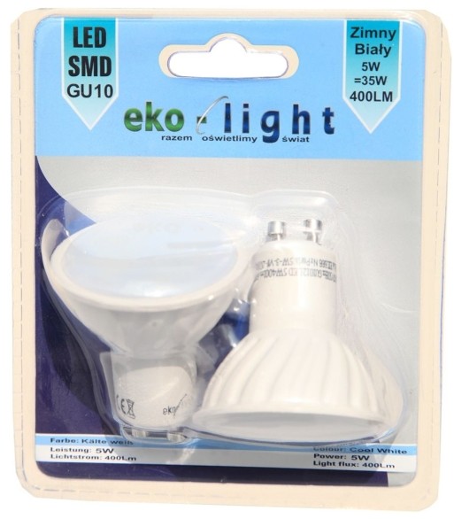 Eko-Light Żarówki LED GU10 5 W 400 lm mleczna barwa zimna 2 szt.