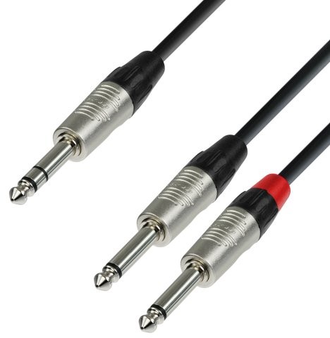 ah Cables adam hall 4 Star Series 0.9 m rean 6.3 MM JACK stereo to 2 X 6.3 Jack Mono kabel audio K4YVPP0090