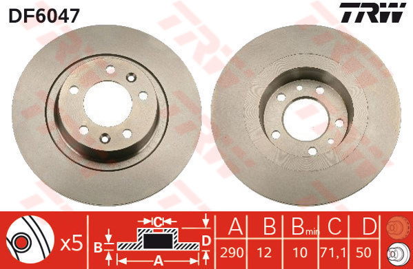 TRW Tarcza hamulcowa DF6047