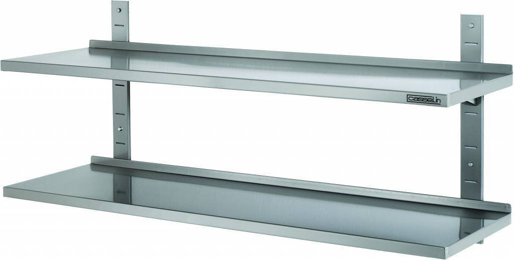 Casselin Regał Ścienny ze Stali Nierdzewnej - 650x355mm | 2-półkowy CEMI1