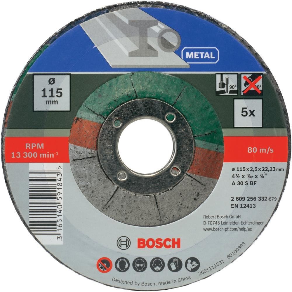 Bosch Zestaw tarcz tnących do metalu 5-częściowy 2609256332 Średnica 115 mm 5 szt