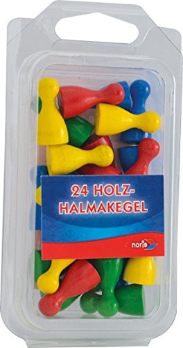 Noris Spiele 606154362 - 24 Bunte Holzhalmakegel