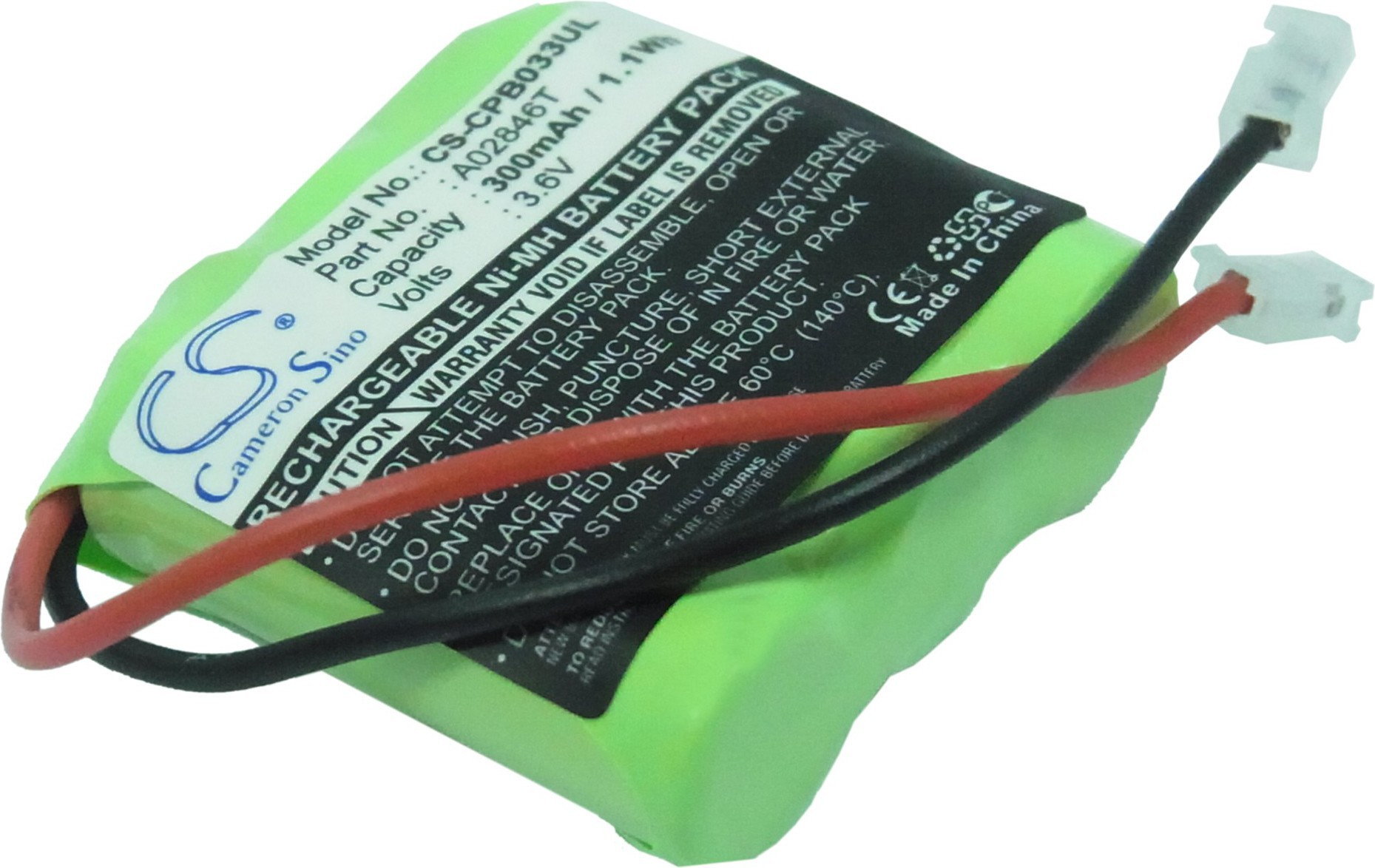 Cameron Sino 3x2/3AAA uniwersalna wtyczka 300mAh 1.08Wh NiMH 3.6V () GC-BCO501