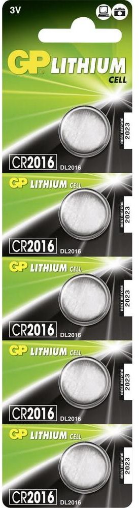 GP Batteries Ogniwo guzikowe CR 2016 Lit Batteries 90 mAh 3 V 5 szt