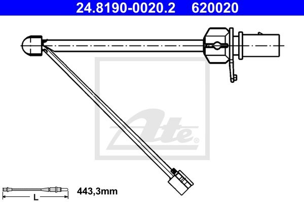 ATE CZUJNIK KLOCKÓW HAM  24.8190-0020.2 AUDI A6 AVANT 2.0TFSI QUATTRO 15-