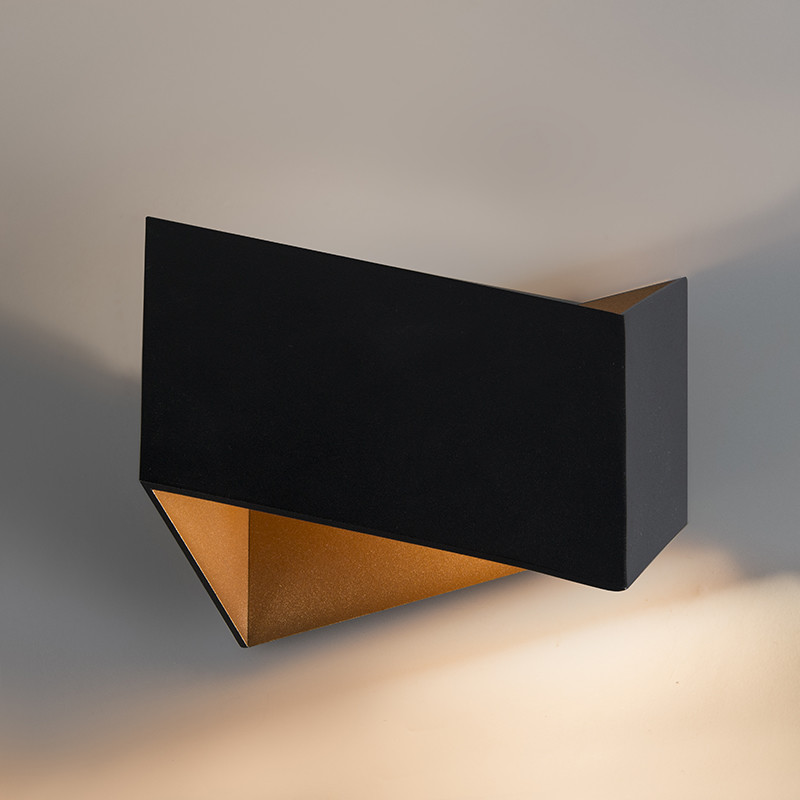 QAZQA Designerski kinkiet czarny/złoty - Fold