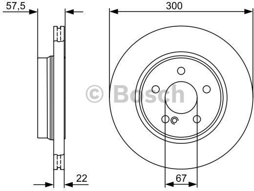 BOSCH Tarcza hamulcowa tylna, 0 986 479 411  0986479411