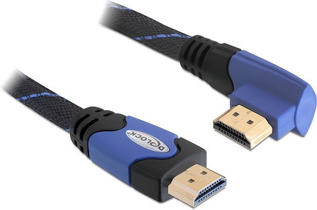 Delock KABEL HDMI-HDMI PREMIUM KĄTOWY LEWY BLUE SZNUR 2M 82956