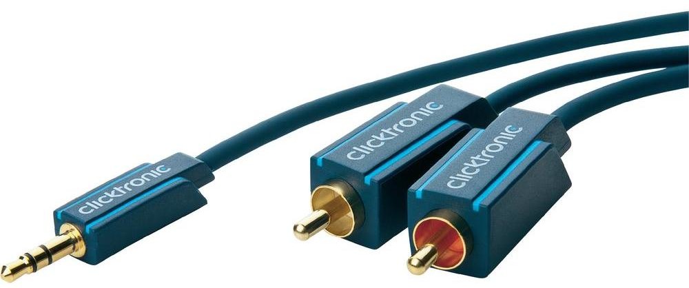 ClickTronic Kabel audio Jack Cinch 70465 [1x Złącze męskie jack 3 5 mm 2x Złącze męskie cinch] 1 m niebieski