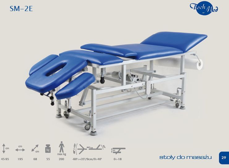 Techmed Stacjonarny stół do masażu PRACTICAL E, H