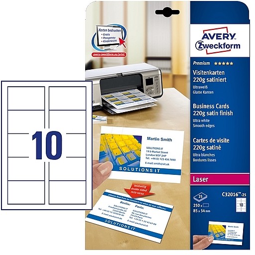 Avery Zweckform Colorlaser business card Quick and Clean 220g m2 DIN A4 85 (C32016-25)