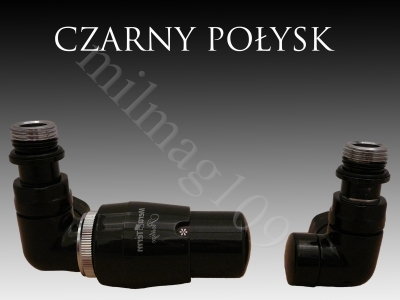 Mera Term Zestaw zaworów grzejnikowych termostatycznych VISION lewy CZARNY POŁYS