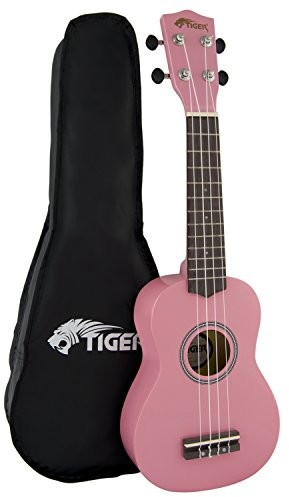 Tiger UKE7-PK ukulele sopranowe dla początkujących, kolor różowy, z pokrowcem UKE7-PK