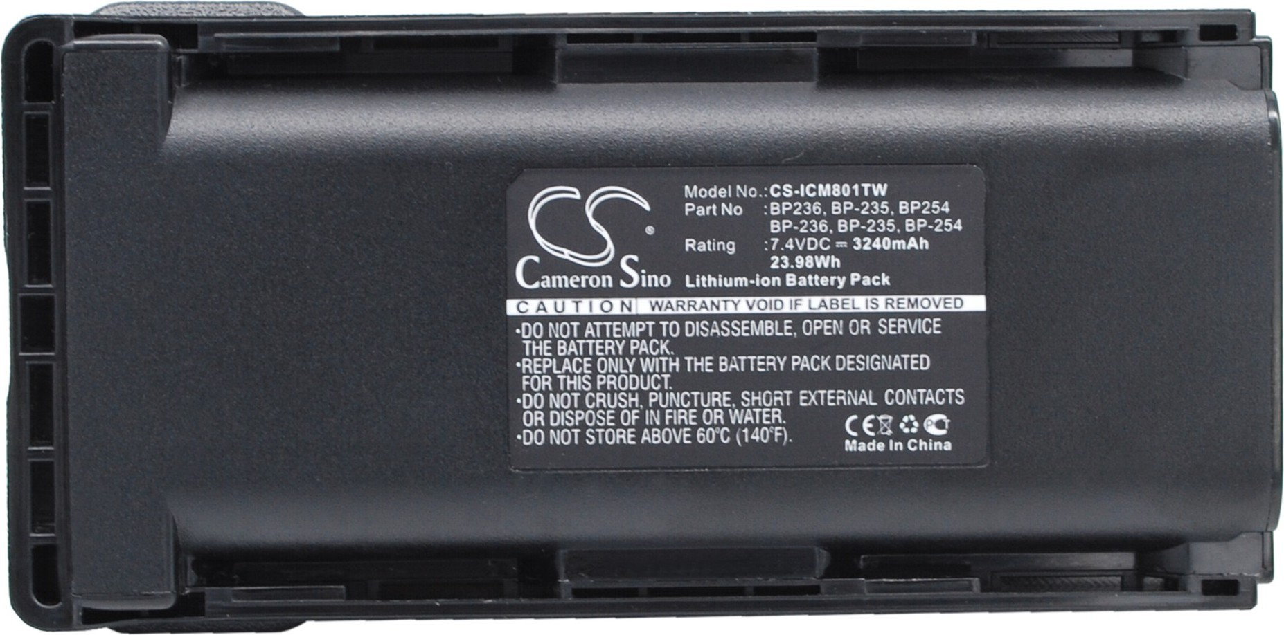 Cameron Sino Icom IC-F70 / BP235 3240mAh 23.98Wh Li-Ion 7.4V (Cameron Sino) CS-ICM801TW