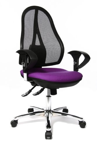 TOPSTAR Topstar OP290UG03 Open Point SY Deluxe krzesło obrotowe z wyprofilowanym oparciem podpierającym kręgosłup, z podłokietnikami i obiciem materiałowym, liliowe OP290UG03