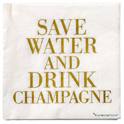Bloomingville Serwetki Save Water Drink Champagne złoty napis 319012