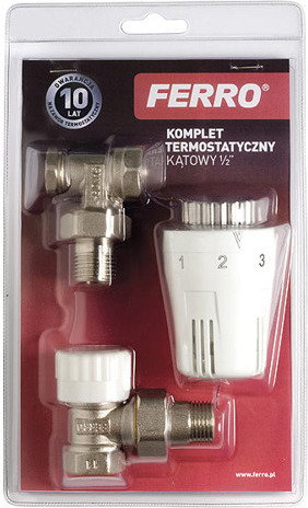 Ferro ZESTAW GRZEJNIKOWY grzejnika C ZTM02 kątowy (Zawór termostatyczny,głowica