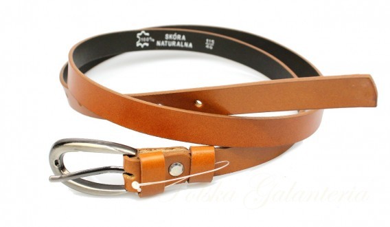 Complex Pasek Damski Skórzany Gładki PL) 20 mm CIEMNE TOFFI Wąski