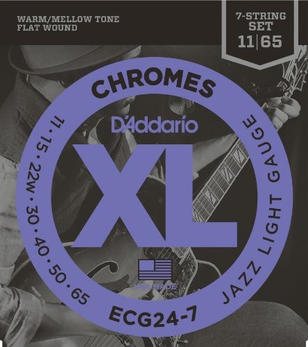 D'Addario ECG24  7 XL 7 saitiger Jazz komplet strun, light 0,027 cm  0,17 cm (.011  .065 cala) ECG24-7